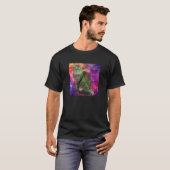 Cute Kitty Cat With Laser Beam Eyes Galaxy Backgro Tシャツ (正面フル)
