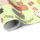 Cute Kitty Cats Let's Purrrr-ty Kid's Birthday ラッピングペーパー (ロールコーナー)