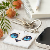 Cute Kitty Eyes Close Up Cartoon Cat Face Illustra キーホルダー (正面右)