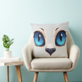 Cute Kitty Eyes Close Up Cartoon Cat Face Illustra クッション (椅子)