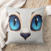 Cute Kitty Eyes Close Up Cartoon Cat Face Illustra クッション (ブランケット)