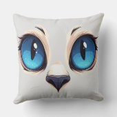 Cute Kitty Eyes Close Up Cartoon Cat Face Illustra クッション (裏面)