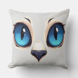Cute Kitty Eyes Close Up Cartoon Cat Face Illustra クッション