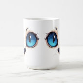 Cute Kitty Eyes Close Up Cartoon Cat Face Illustra コーヒーマグカップ (中央)
