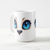 Cute Kitty Eyes Close Up Cartoon Cat Face Illustra コーヒーマグカップ (正面左)