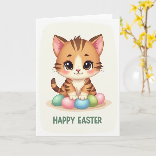 Cute Kitty Holiday Card カード (黄色い花)