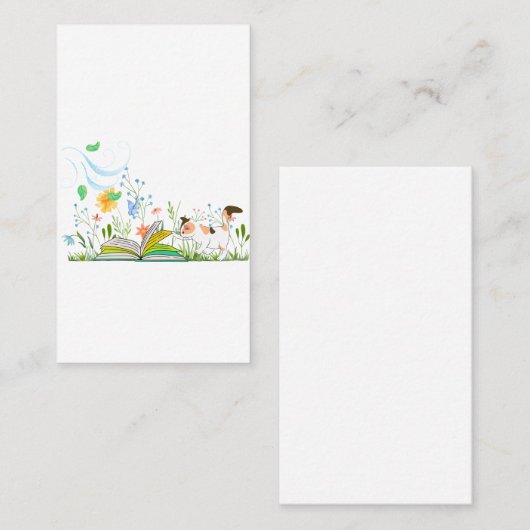 Cute Kitty Reading a Book 名刺 (正面/裏面)