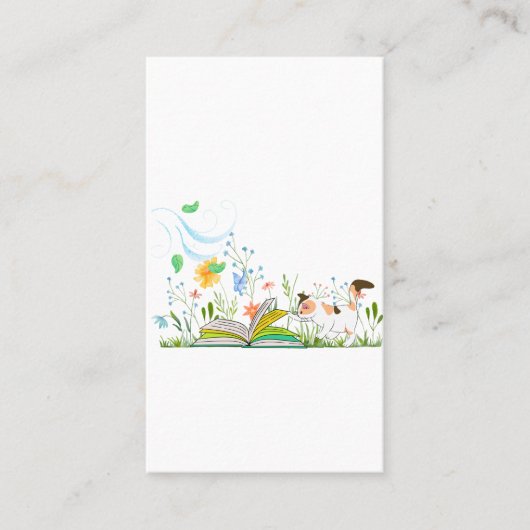 Cute Kitty Reading a Book 名刺 (正面)
