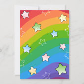 Cute Kitty Stars Colorful Wavy Stripes Birthday 招待状 (裏面)