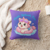 Cute Kitty Swimmer Design Throw Pillow クッション (ブランケット)