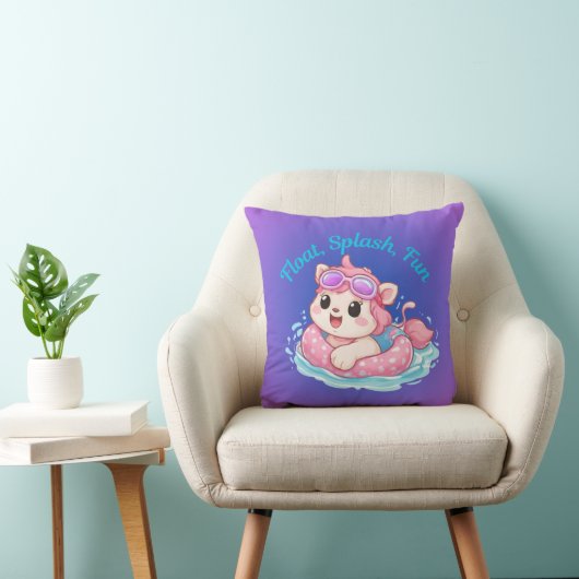 Cute Kitty Swimmer Design Throw Pillow クッション (椅子)