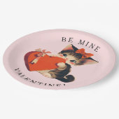 Cute Kitty Vintage Be Mine Valentine ペーパープレート (アングル)