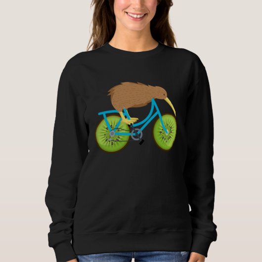 Cute Kiwi On Bicycle Kiwi Cycling Team Biking Cycl スウェットシャツ (正面)