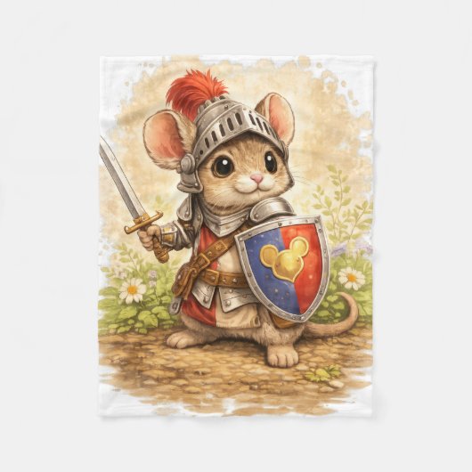 Cute Knight Mouse Blanket – Kawaii Animal フリースブランケット (正面)