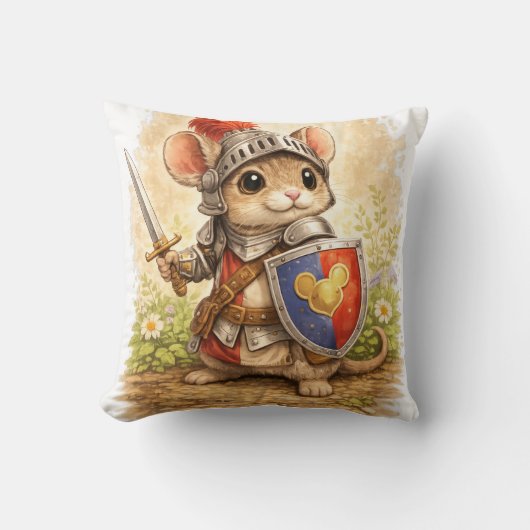 Cute Knight Mouse Kawaii Fantasy Animal Brave Litt クッション (正面)