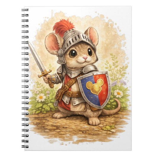 Cute Knight Mouse Spiral Notebook ノートブック (正面)