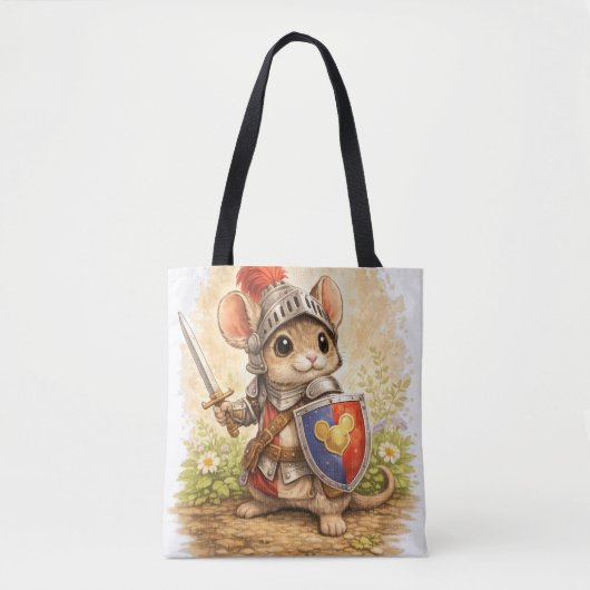 Cute Knight Mouse Tote Bag Kawaii Animal トートバッグ (正面)