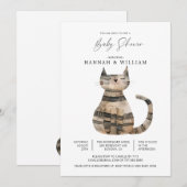 Cute Knitted Cat Baby Shower 招待状 (正面/裏面)