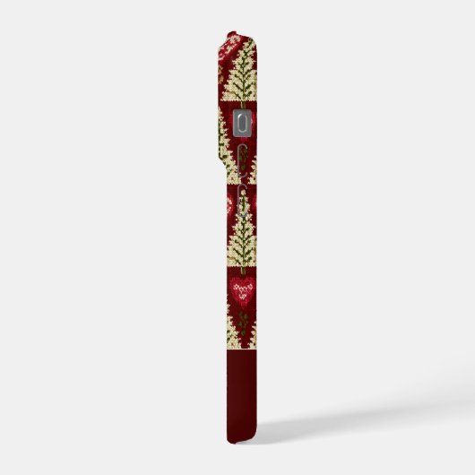 Cute Knitted Style Christmas Tree Pattern iPhoneケース (左側面)