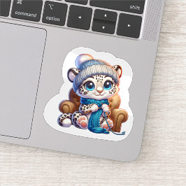 Cute Knitting Anime Kawaii Snow Leopard Stickers シール