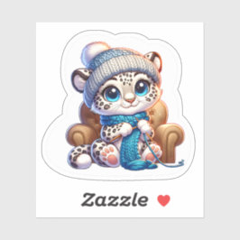 Cute Knitting Anime Kawaii Snow Leopard Stickers シール