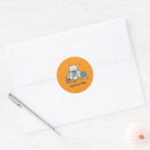 Cute Knitting Cat Yarn Orange Stationery Design ラウンドシール (封筒)