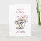 Cute Koala 1st Birthday カード (正面)