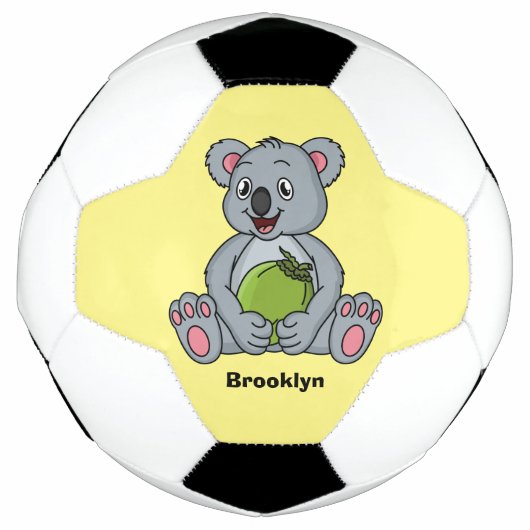Cute koala and coconut cartoon illustration サッカーボール (正面)