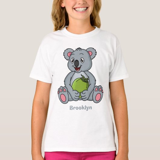 Cute koala and coconut cartoon illustration tシャツ (正面)