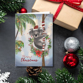 Cute Koala Australian Christmas Card | Palm tree シーズンカード