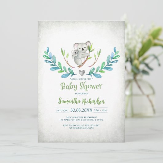 Cute Koala Baby Shower Invitation 招待状 (スタンド正面)