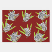 Cute Koala & Bamboo Tree Modern Art ラッピングペーパーシート (正面3)