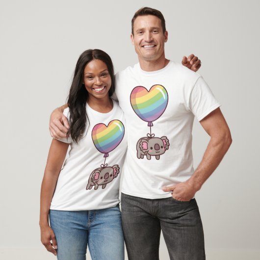 Cute Koala Bear and Rainbow Balloon Tシャツ (ユニセックス)