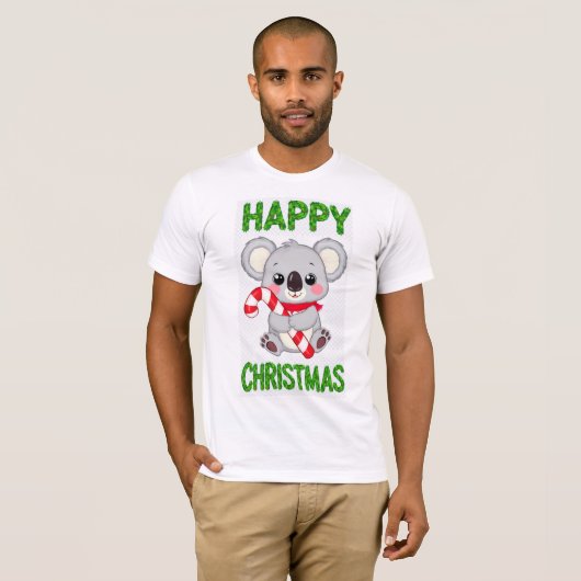 Cute Koala Bear Happy Christmas T-Shirt Tシャツ (正面フル)