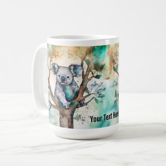 Cute Koala Bear Mug in Tree – Personalize コーヒーマグカップ (正面左)