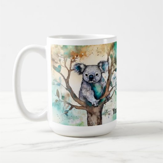 Cute Koala Bear Mug in Tree – Personalize コーヒーマグカップ (左)