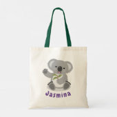 Cute koala bear with leaves cartoon illustration トートバッグ (裏面)