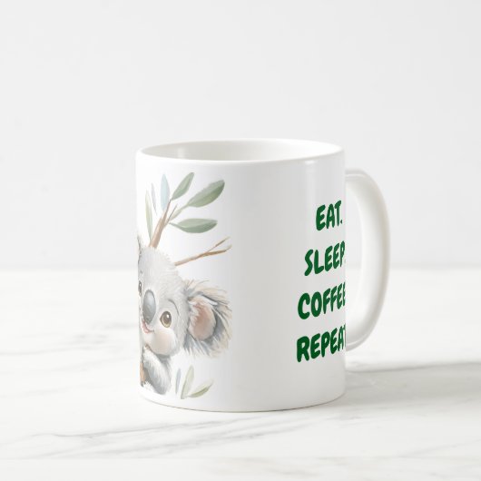 Cute Koala Bears Mug with Message, Funny Gift コーヒーマグカップ (正面右)