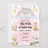  Cute koala  Birthday pink 招待状 (正面)