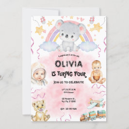 Cute koala Birthday pink 招待状