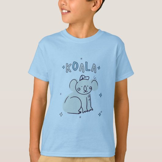 Cute Koala Cartoon Doodle Kids Illustration Tシャツ (正面)