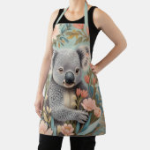 Cute Koala Elegant Pastel Floral エプロン (インサイチュ)