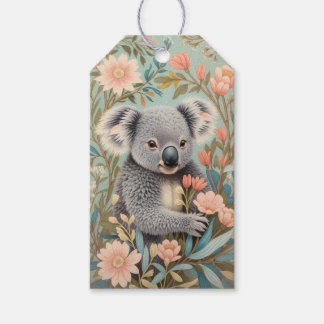 Cute Koala Elegant Pastel Floral ギフトタグ
