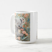 Cute Koala Elegant Pastel Floral コーヒーマグカップ (正面左)