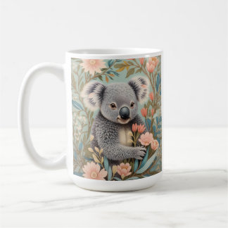 Cute Koala Elegant Pastel Floral コーヒーマグカップ