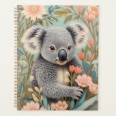 Cute Koala Elegant Pastel Floral プランナー手帳 (正面)