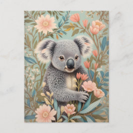 Cute Koala Elegant Pastel Floral ポストカード