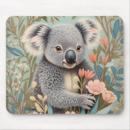 Cute Koala Elegant Pastel Floral マウスパッド