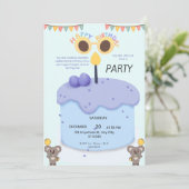 Cute Koala First Birthday Invitation - Customizabl 招待状 (スタンド正面)