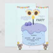 Cute Koala First Birthday Invitation - Customizabl 招待状 (正面/裏面)